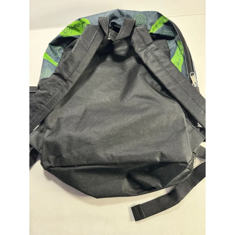 Video‎ Game Controller Print Backpack Neon Green Charcoal Gray School Bag